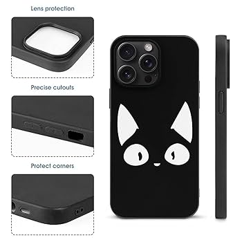 Amazon.co.jp: iPhone 15用 ケース おもしろ猫顔 黒ニャンコ